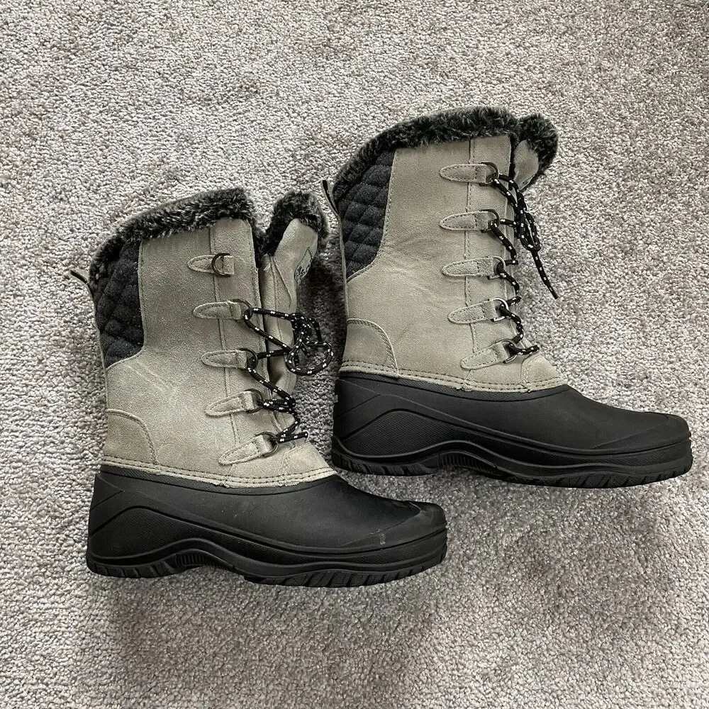 Magellan Outdoors Womens Suede Pac Outdoor Boots Size 6 B Gray Black New NWT